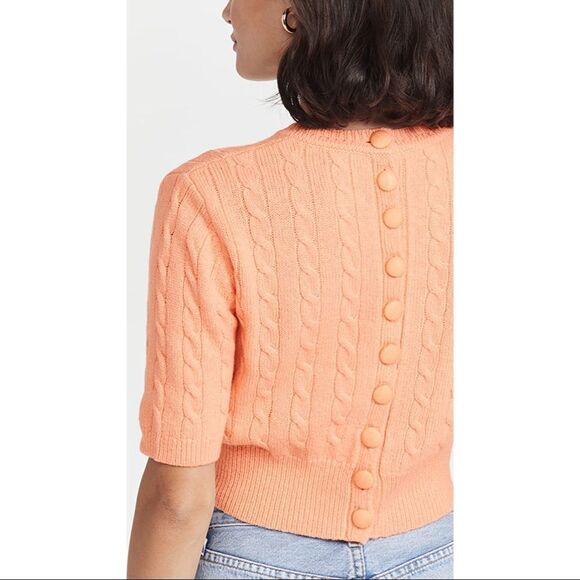 New JoosTricot cable knit crop virgin wool sweater in apricot • Medium - Picture 8 of 9
